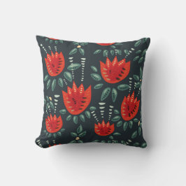 Whimsisches Rotes Tulips Blumenmuseum Abstrakter F Kissen