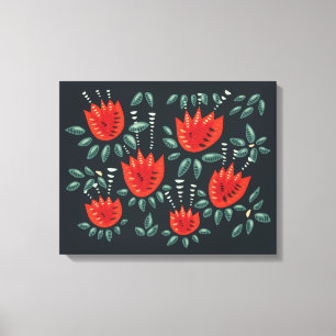Whimsisches Rotes Tulips Blumenmuseum Abstrakter F Leinwanddruck