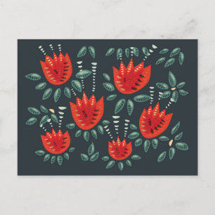 Whimsisches Rotes Tulips Blumenmuseum Abstrakter F Postkarte