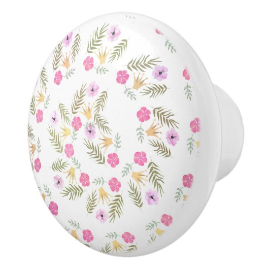 Whimsisches Rustikales Blumenhorn Mädchen Schlafzi Keramikknauf (Rechts)