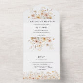 Whimsisches Rustikales Wiesen Wildblume Hochzeit R All In One Einladung (Innen Boden)