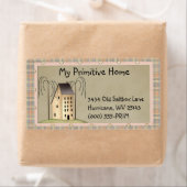 Whimsisches Saltbox-Haus-Versandetikett (Insitu)