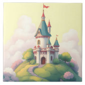 Whimsisches Schloss mit grünem Garten Fliese (Vorderseite)