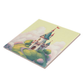 Whimsisches Schloss mit grünem Garten Fliese