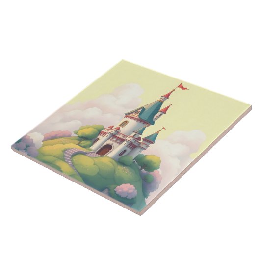 Whimsisches Schloss mit grünem Garten Fliese (Seite)