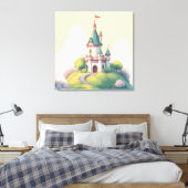 Whimsisches Schloss mit grünem Garten Leinwanddruck (Insitu (Schlafzimmer))