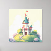Whimsisches Schloss mit grünem Garten Leinwanddruck (Vorderseite)