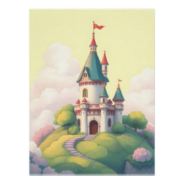 Whimsisches Schloss mit grünem Garten Poster