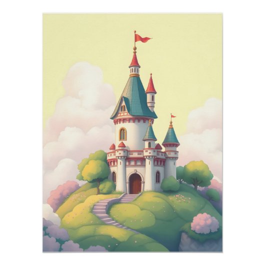 Whimsisches Schloss mit grünem Garten Poster (Vorderseite)