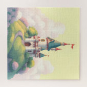 Whimsisches Schloss mit grünem Garten Puzzle (Horizontal)