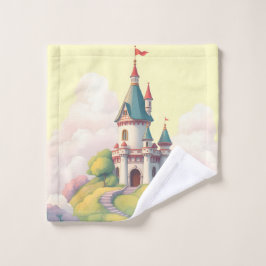 Whimsisches Schloss mit grünem Garten Waschlappen