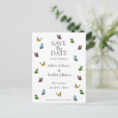 Whimsisches Schmetterling Save the Date Ankündigungspostkarte (Stehend Vorderseite)