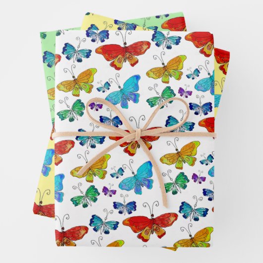 Whimsisches Schmetterlingsmuster Farbe Wasserfarbe Geschenkpapier Set (Beispiel)