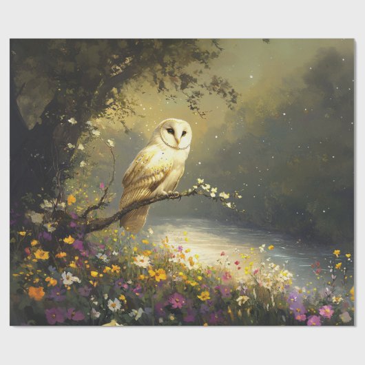 Whimsisches Schneeweißröschen-Wildblumen Decoupage Geschenkpapier (Flach)