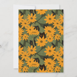 Whimsisches Schwarze Katze und Sonnenblumenmuster Einladung