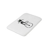 Whimsisches Schwarzes Katzen Piercing grüne Augen Badematte (Schrägansicht)