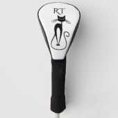 Whimsisches Schwarzes Katzenmonogramm Golf Headcover (Vorderseite)