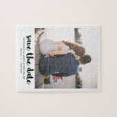 Whimsisches Script-Foto Save the Date schwarz Puzzle (Horizontal)