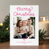 Whimsisches Script Pink Bow Weihnachten 5 Foto