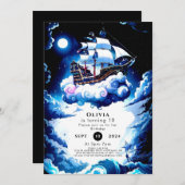 Whimsisches Seeabenteuer Pirate Geburtstag Einladung (Vorne/Hinten)