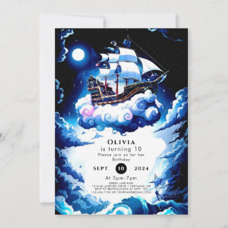 Whimsisches Seeabenteuer Pirate Geburtstag Einladung