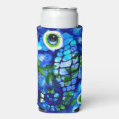 Whimsisches Seepferd Küste Nautical Seaside Blue Selters Dosenkühler (Seltzer Vorderseite)