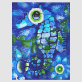 Whimsisches Seepferd Küstenküste nautische Dekoupa Seidenpapier