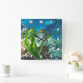 Whimsisches Seepferd Quadratische Wanduhr (Zuhause)