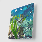 Whimsisches Seepferd Quadratische Wanduhr (Winkel)