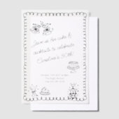 Whimsisches Sketch Doodle Cake Cocktails Geburtsta Pergament Einladungen (Versetzt)