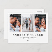 Whimsisches Skript 3 FotoCollage Save the Date Postkarte (Vorne/Hinten)