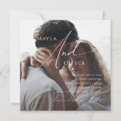 Whimsisches Skript | Black Square Foto Wedding Einladung (Vorderseite)