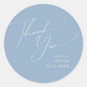 Whimsisches Skript | Blue Dankeschön Gastgeschenk  Runder Aufkleber (Vorderseite)