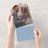 Whimsisches Skript | Blue Lässig Foto Siegel and S All In One Einladung (Abreißen)