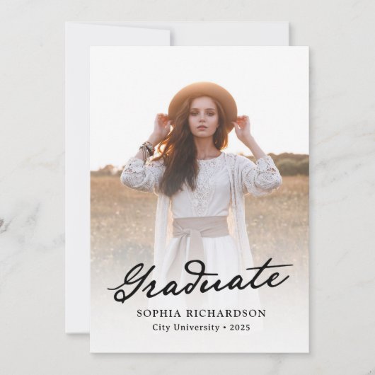 Whimsisches Skript | Chic Two Foto Abschluss Ankündigung (Vorderseite)