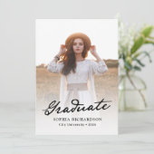 Whimsisches Skript | Chic Two Foto Abschluss Ankündigung (Stehend Vorderseite)