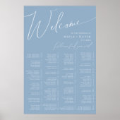 Whimsisches Skript | Dusty Blue Alphabetic Seating Poster (Vorne)