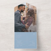 Whimsisches Skript | Dusty Blue Foto Siegel und Se All In One Einladung (Innen Boden)