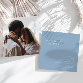 Whimsisches Skript | Dusty Blue Foto Square Weddin Einladung