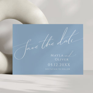 Whimsisches Skript   Dusty Blue Horizontal Save The Date