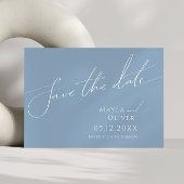 Whimsisches Skript | Dusty Blue Horizontal Save The Date