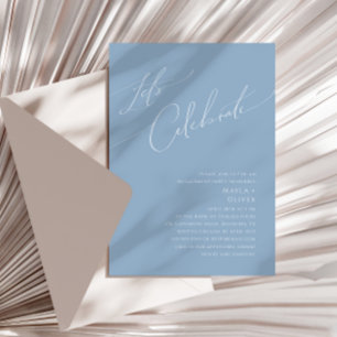 Whimsisches Skript Dusty Blue Let's Celebrate Einladung