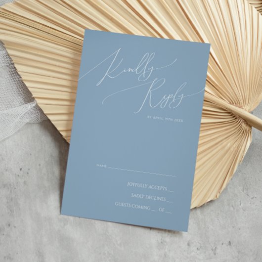 Whimsisches Skript | Dusty Blue RSVP Card Karte