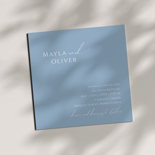 Whimsisches Skript | Dusty Blue Square Wedding Einladung