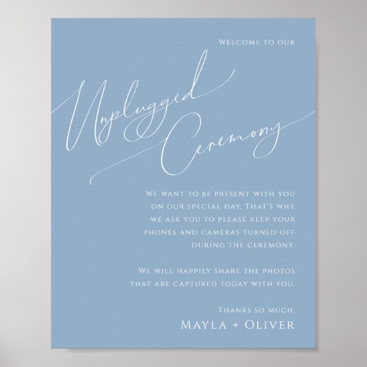 Whimsisches Skript | Dusty Blue Unplugony Zeremony Poster (Vorne)