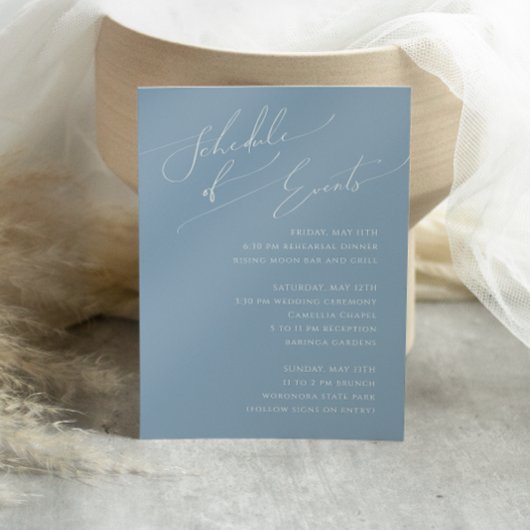 Whimsisches Skript | Dusty Blue Veranstaltungskale Begleitkarte