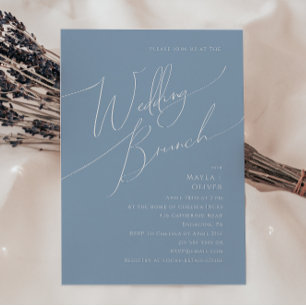 Whimsisches Skript Dusty Blue Wedding Brunch Einladung