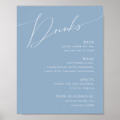 Whimsisches Skript | Dusty Blue Wedding Drinks Men Poster (Vorne)