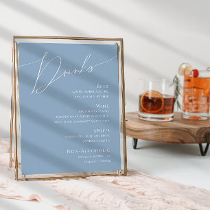 Whimsisches Skript Dusty Blue Wedding Drinks Men Poster