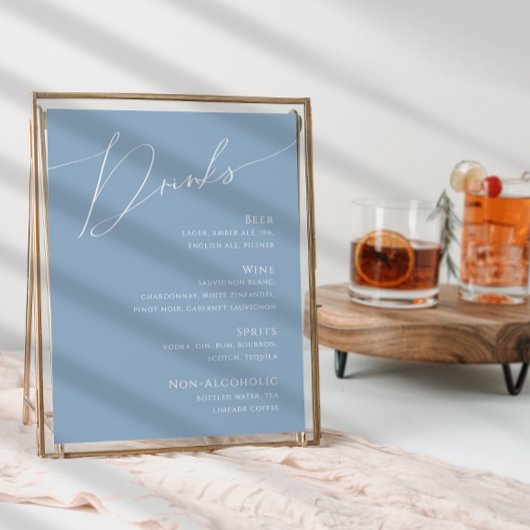 Whimsisches Skript | Dusty Blue Wedding Drinks Men Poster